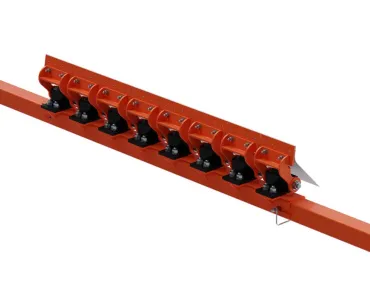 Martin Engineering's new secondary conveyor belt cleaner features a latch pin that releases the cartridge from the mainframe allowing cartridge removal and replacement