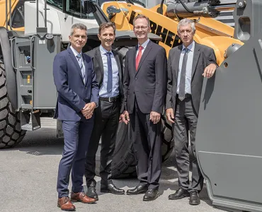 The four managing directors of the Liebherr plant in Bischofshofen. L-R: Peter Schachinger, Martin Gschwend, Manfred Santner, and Herbert Pfab