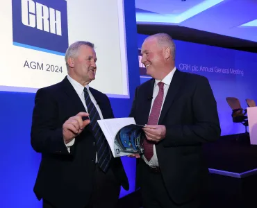 CRH have announced the appointment of Jim Mintern (right) as their next chief executive officer, succeeding Albert Manifold (left) who retires at the end of 2024