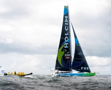 Holcim-PRB’s GO CIRCULAR heading out to the start line of the Vendée Globe round-the-world yacht race 