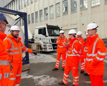 Guided by Tarmac experts, the six Royal Engineers officers gained first-hand experience in concrete production