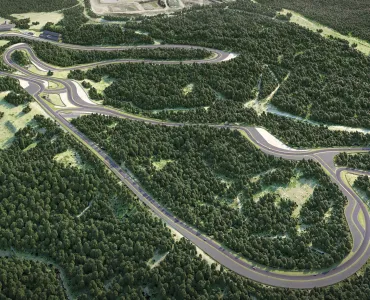Computer-generated image of Black Rock Motor Resort’s 5.4km high-speed circuit