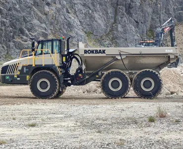 A Rokbak RA40 hauler operating in a quarry environment