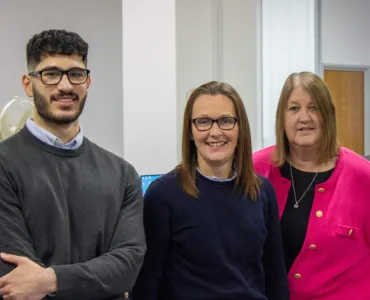 L-R: Shahrad Behboudi with health and safety support manager Mia Jones and executive assistant Karen Allison