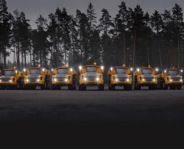 The seven new-generation Volvo articulated haulers