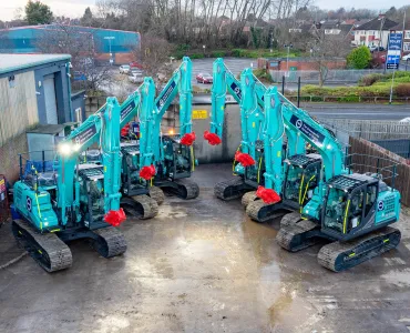 Some of the new Kobelco excavators M&J Evans have invested in from dealers Molson Group 