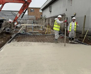 First pour of Re-ment low-carbon concrete at a site in Sunbury