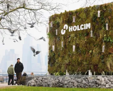 The Holcim UK Sustaina-billboard near the company’s site in Greenwich, London