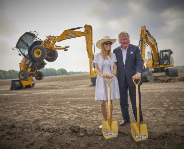 Lord Bamford with his daughter Alice at last year’s ground-breaking ceremony in San Antonio, Texas
