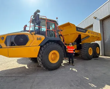 Huw Richards, group chief operating officer, with one of Walters’ new Volvo A40 articulated haulers