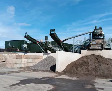 PMG’s new waste-recycling plant has been specially engineered to process gully and road sweeping waste into recycled sand/aggregate products