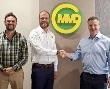 L-R: Janis Lombard and Willem Pieterse from MMD with Neil McIlwaine from MAGNA