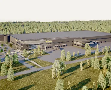 An illustration of the new distribution facility, in the Pilängen area of Örebro, Sweden