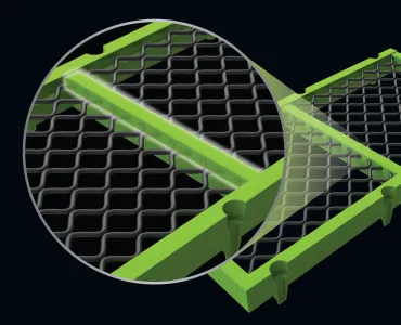 MAJOR say their advanced polyurethane strips match the lifespan of OPTIMUMWIRE, maintaining screening integrity up to 10 times longer than traditional polyurethane in some cases