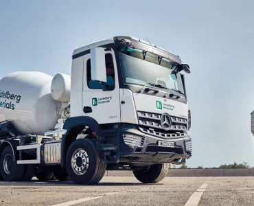 A Heidelberg Materials concrete truckmixer