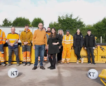 Kelly Tanks’ directors Mark Stubbs and Kelly Bryant with their team at the company’s Stafford headquarters 