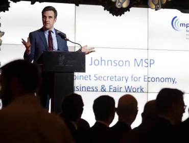 Daniel Johnson MSP, Shadow Cabinet Secretary for Economy, Business and Fair Work, speaking at the launch of ‘The Economic Contribution of Primary Aggregates in Scotland’ report. Photo: David Cheskin