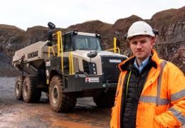Skene Group quarry operations director Kevin Hill with the new Rokbak RA30