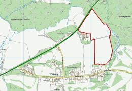 Map showing the location of the proposed new quarry in relation to the village of Tubney