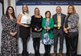 L-R: Hannah Higley, future careers manager, Minerals Matter; Linzi McDade, Breedon Group; Steph Kendrick, Aggregate Industries; Ethel Diamond, Heidelberg Materials UK; Ian Cross, Minerals Matter ambassador; Lisa Saunders, Minerals Matter consultant