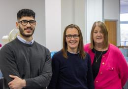 L-R: Shahrad Behboudi with health and safety support manager Mia Jones and executive assistant Karen Allison