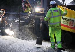 Laying of asphalt