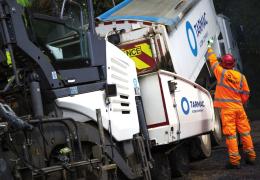 Tarmac delivering asphalt