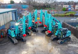 Some of the new Kobelco excavators M&J Evans have invested in from dealers Molson Group 