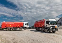 Austin Powder modern bulk explosives trucks in Germany 