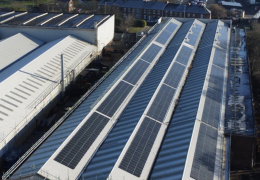 Part of the new solar PV system at Komatsu UK’s Birtley facility