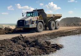 A Rokbak RA40 hauling excess material at Edberg pit in Alberta, Canada