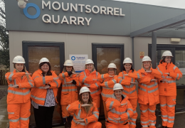 Female employees at Mountsorrel Quarry marking International Women's Day