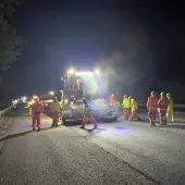The trial ALCA material being laid on the M11