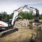 Bobcat E60 compact excavator in operation 