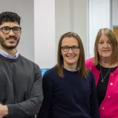 L-R: Shahrad Behboudi with health and safety support manager Mia Jones and executive assistant Karen Allison