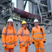 L-R: Diana Casey, MPA executive director for energy and climate change; Sarah Jones MP; and Phil Baynes Clarke, director of operations and technology, Cemex UK Cement 