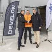 L-R: Andreas M Lohner, managing director of HD Hyundai Infracore Germany; René Halter, project manager for the construction project and member of the management team of HD Hyundai Infracore Germany; and Alexander Adler, chief executive officer of ADLER Immobilien Investment Group