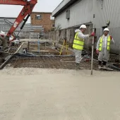 First pour of Re-ment low-carbon concrete at a site in Sunbury