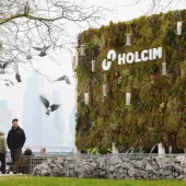 The Holcim UK Sustaina-billboard near the company’s site in Greenwich, London