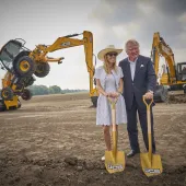 Lord Bamford with his daughter Alice at last year’s ground-breaking ceremony in San Antonio, Texas