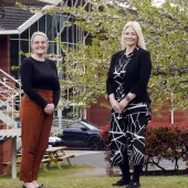 L-R: Emma Turner with Terri Charles outside the Business Innovation Centre in Binley, where Cemex have opened a new training facility and office space