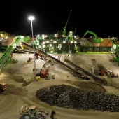 Telestack have supplied two AP 1500 D3 wheel-mounted apron feeders and two TB 52 track-mounted radial telescopic boom conveyors for high-rate loading of DEME’s specialized rock armour installation vessels