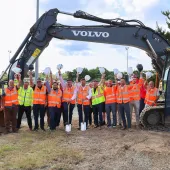 Members of the GRS team with Martin Riley (yellow vest) at the Mousehole ground-breaking ceremony 