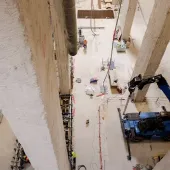 View showing part of the massive Austerlitz storage basin under construction