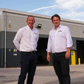 L-R: Jeremy Cross, business development manager at Smiley Monroe, with chief executive officer Chris Monroe at the opening of the new GB hub in Ilkeston