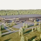 An illustration of the new distribution facility, in the Pilängen area of Örebro, Sweden