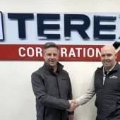 L-R: MAGNA’s Neil McIlwaine and RTL Equipment’s Colm McGuckian, pictured during a recent visit to a Terex facility in Northern Ireland