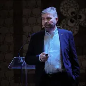 Kevin Lunney, Mannok’s director of operations, presenting at the CUSCIT’25 Cement Olympics in the Gloria Golf Resort, Antalya, Turkey