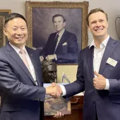 L-R: Ming XU, senior vice-president of SANY Group, and Alexander Scott, chief executive officer of TH White Group, at the signing ceremony marking the formal agreement between the two organizations