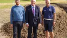 L-R: Club manager Alex Shaw with Scott Bros directors Bob Borthwick and Peter Scott following a delivery of the firm’s sustainably produced sand